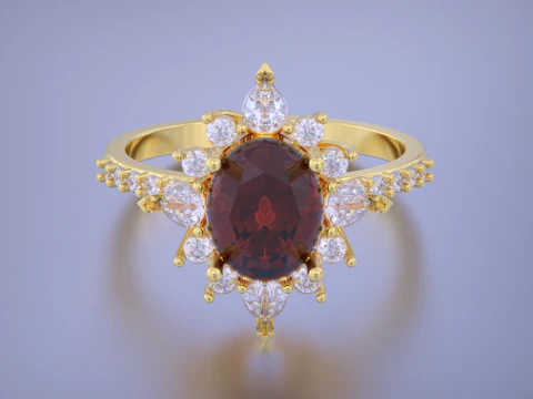 Oval Diamond Ring 3D Print Model