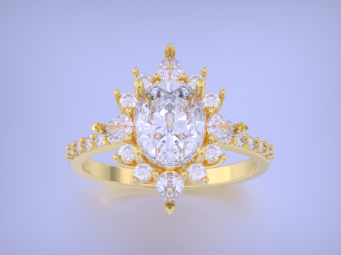 Oval Diamond Ring 3D 프린트 모델