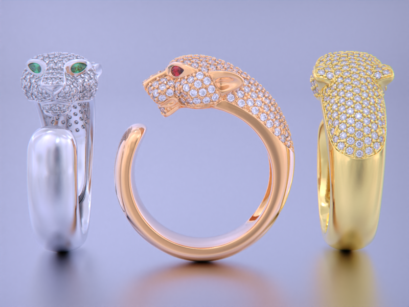 Panther Ring 3D Принт Модель .c4d .max .obj .3ds .fbx .stl .blend 