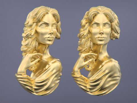Lady Face Pendant-7size 3Dプリントモデル