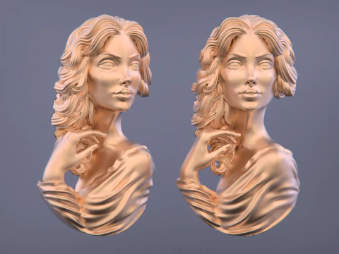 Lady Face Pendant-7size 3D Print Model