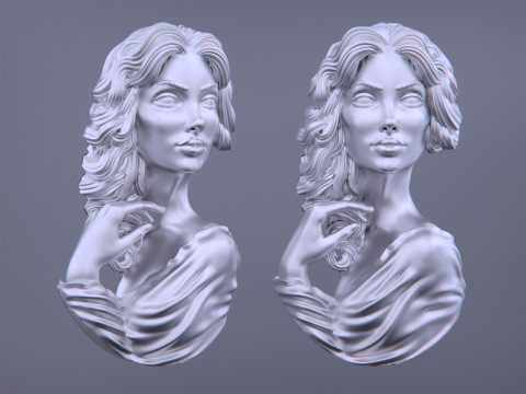 Lady Face Pendant-7size Modelo de Impressão 3D