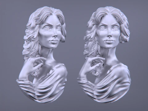 Lady Face Pendant-7size 3D Print Model