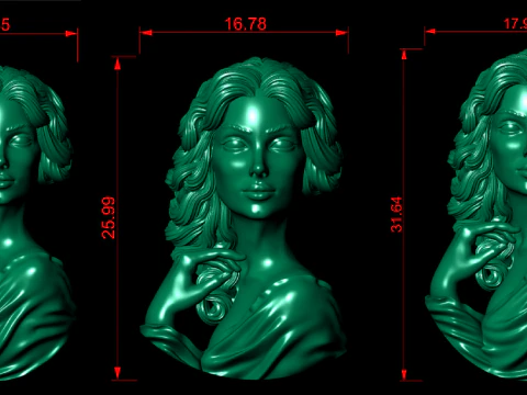 Lady Face Pendant-7size 3D Print Model