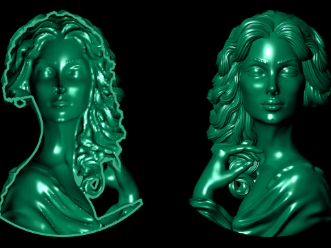 Lady Face Pendant-7size 3D Print Model