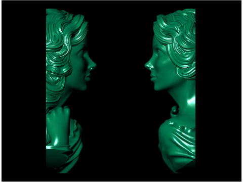 Lady Face Pendant-7size 3D Print Model
