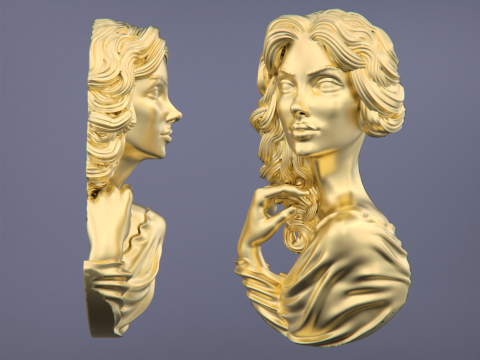 Lady Face Pendant-7size Modelo de Impressão 3D