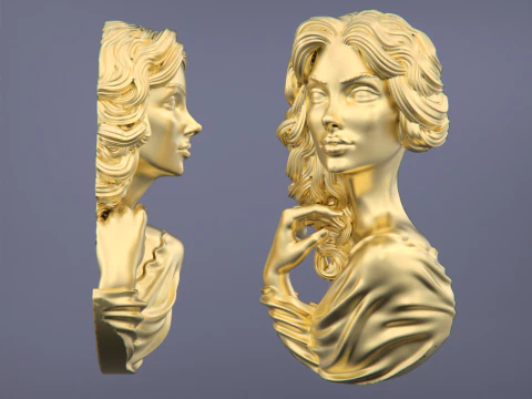 Lady Face Pendant-7size 3D Print Model