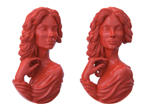 Lady Face Pendant-7size 3D Print Model