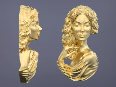 Lady Face Pendant-7size 3D Print Model