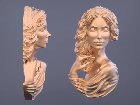 Lady Face Pendant-7size 3D Print Model