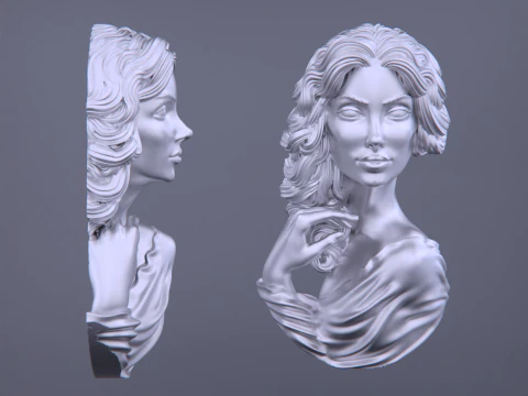 Lady Face Pendant-7size 3D Print Model