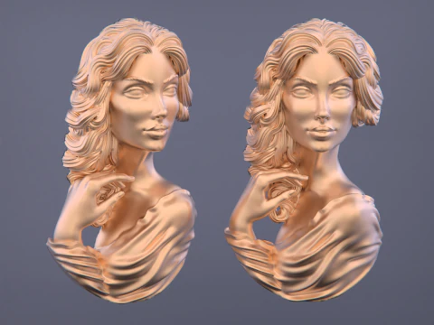 Lady Face Pendant-7size 3D Print Model