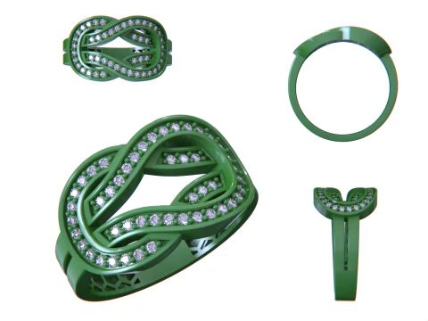 Infinity Crossover Jewelry Ring-5 Size 3D Print Model