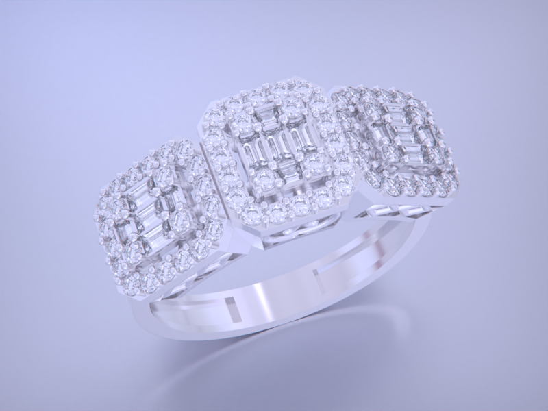 Emerald Cut Jewelry Ring 3D Print Model .c4d .max .obj .3ds .fbx .stl .blend 