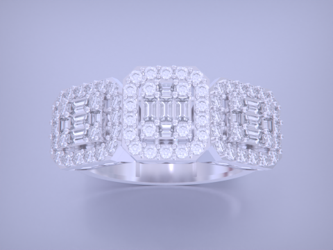 Emerald Cut Jewelry Ring 3D Print Model