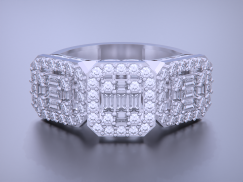 Emerald Cut Jewelry Ring 3D Print Model