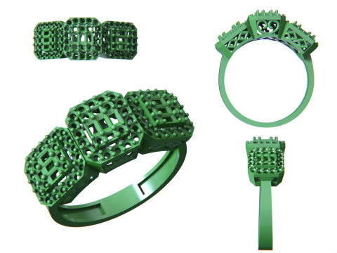 Emerald Cut Jewelry Ring 3D Print Model