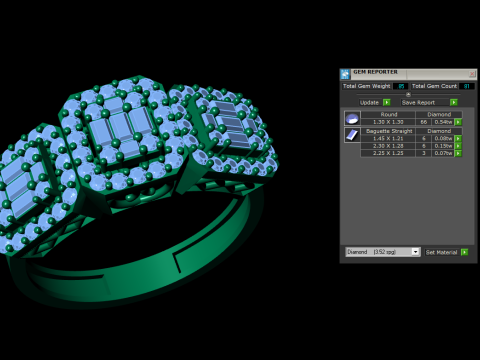 Emerald Cut Jewelry Ring 3D Print Model
