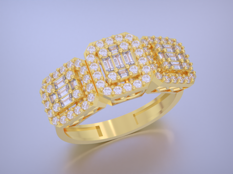 Emerald Cut Jewelry Ring 3D Print Model