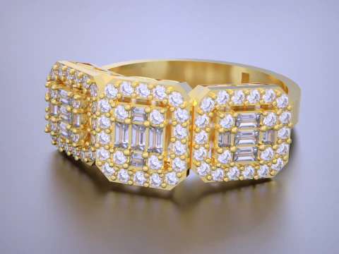 Emerald Cut Jewelry Ring 3D Print Model