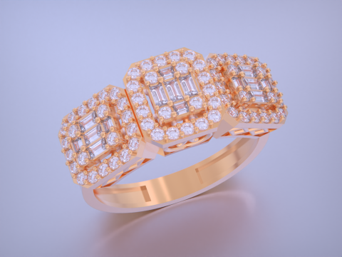 Emerald Cut Jewelry Ring 3D Print Model