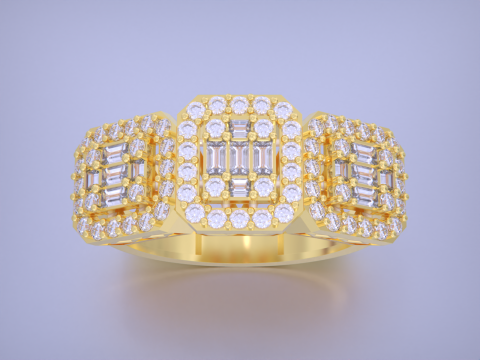 Emerald Cut Jewelry Ring 3D Print Model