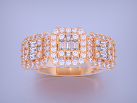 Emerald Cut Jewelry Ring 3D Print Model