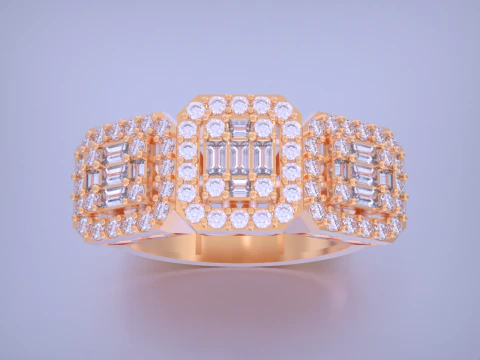 Emerald Cut Jewelry Ring 3D Print Model