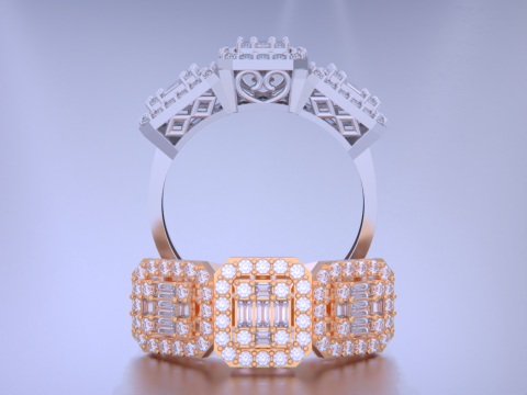 Emerald Cut Jewelry Ring 3D Print Model