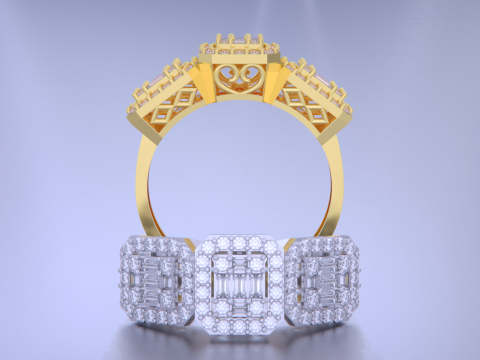 Emerald Cut Jewelry Ring 3D Print Model
