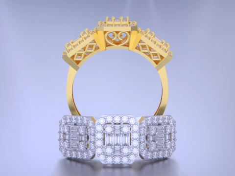 Emerald Cut Jewelry Ring 3D Print Model