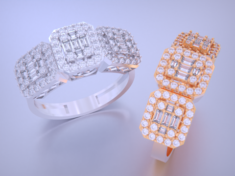 Emerald Cut Jewelry Ring 3D Print Model