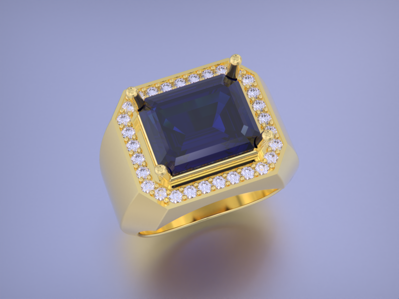 Men Emerald diamond Ring Model Cetak 3D .c4d .max .obj .3ds .fbx .stl .blend 