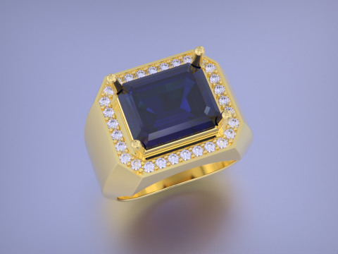 Men Emerald diamond Ring 3D Print Model