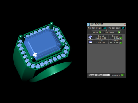 Men Emerald diamond Ring Model Cetak 3D
