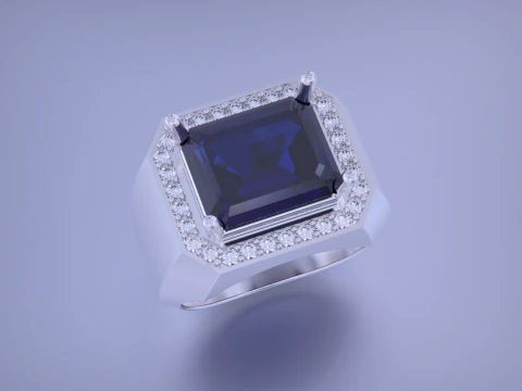 Men Emerald diamond Ring 3D Print Model