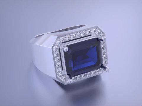 Men Emerald diamond Ring 3D Print Model
