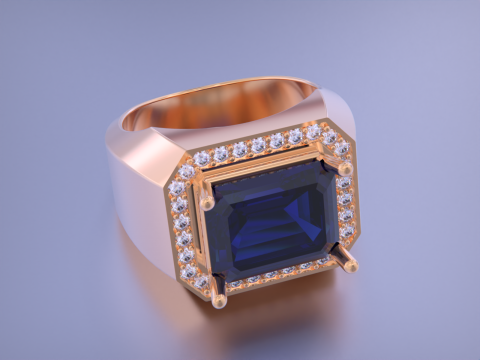 Men Emerald diamond Ring Model Cetak 3D