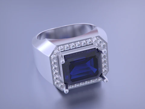 Men Emerald diamond Ring 3D Print Model