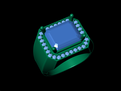 Men Emerald diamond Ring Model Cetak 3D