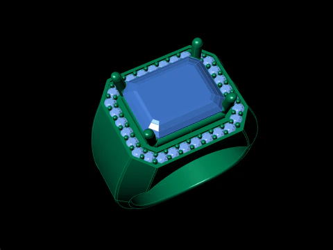 Men Emerald diamond Ring 3D Print Model