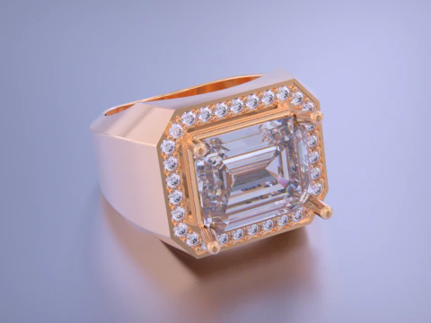Men Emerald diamond Ring 3D Print Model