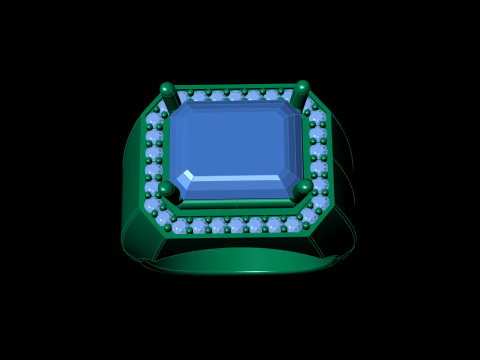 Men Emerald diamond Ring Model Cetak 3D
