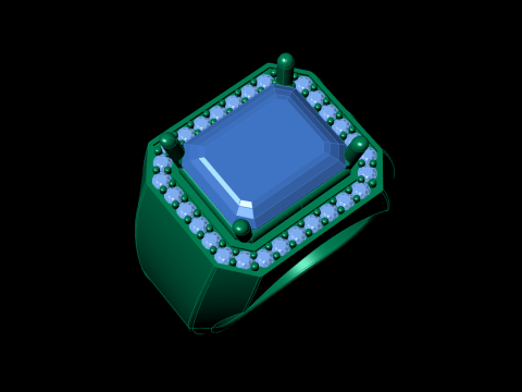 Men Emerald diamond Ring Model Cetak 3D