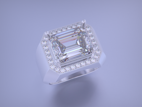 Men Emerald diamond Ring Model Cetak 3D