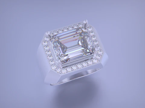 Men Emerald diamond Ring 3D Print Model