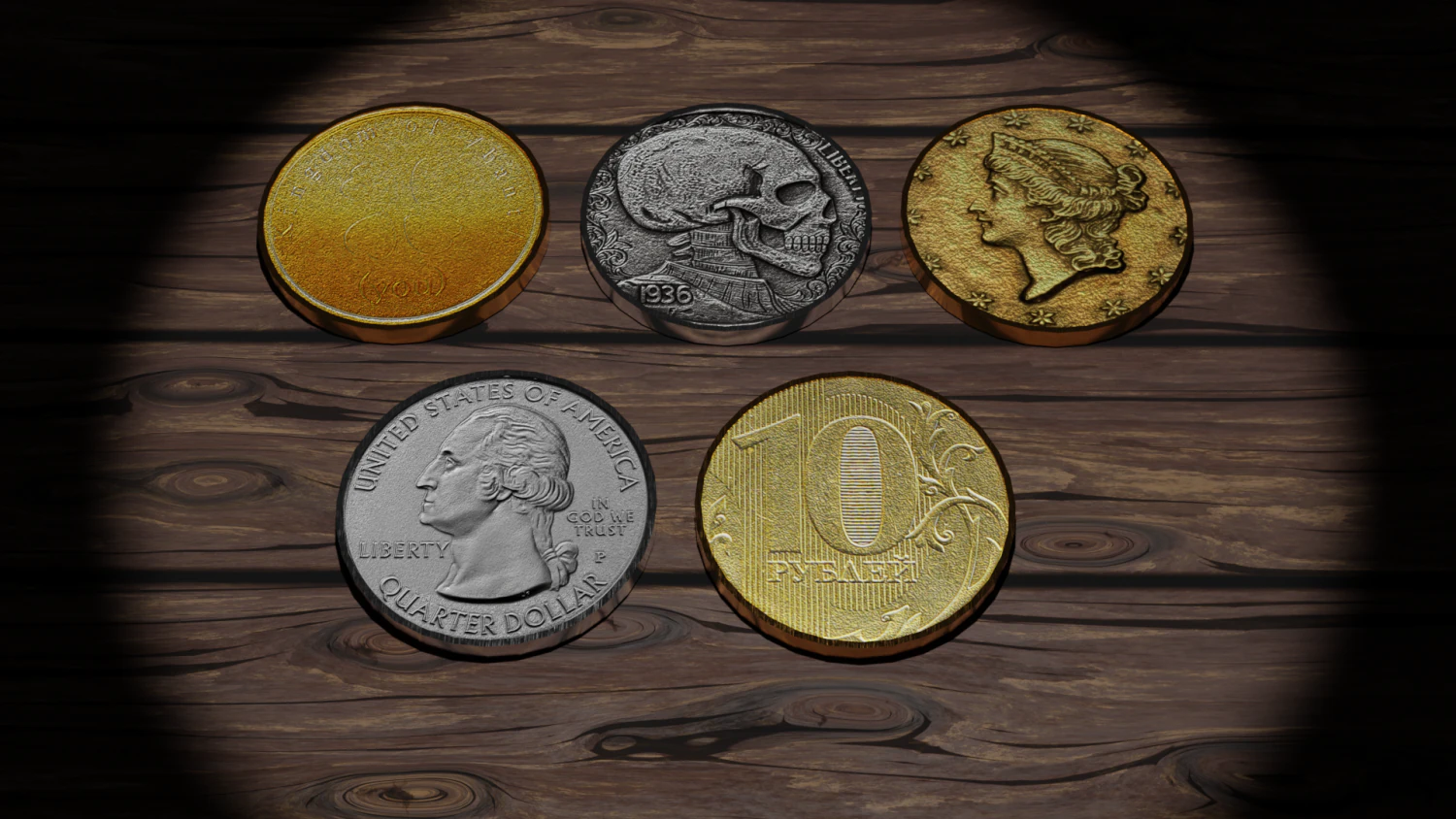 Coin 3D Model .c4d .max .obj .3ds .fbx .stl .blend