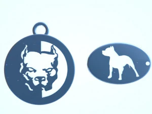 A keychain with a pit bull silhouette for 3D printing 3D Print Model