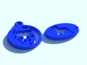 A keychain with a pit bull silhouette for 3D printing 3D Print Model